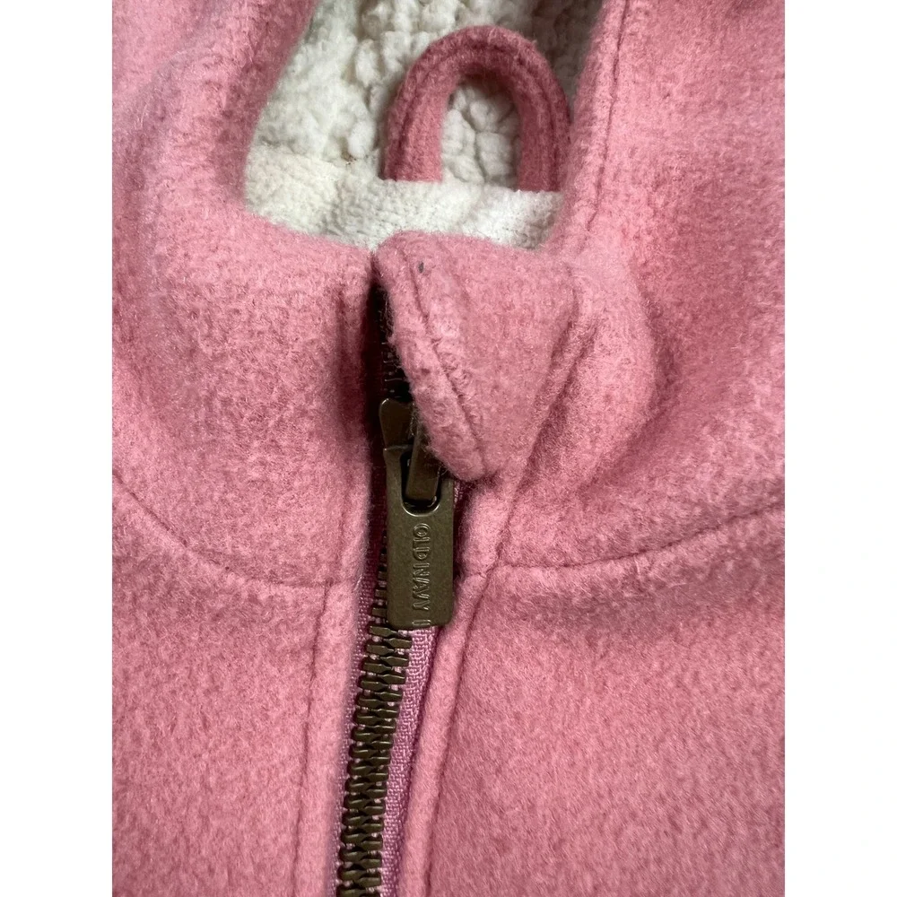 Old Navy Hooded Coat Girls‎ 5T Pink Sherpa Lined Wool Blend Zip Front Jacket